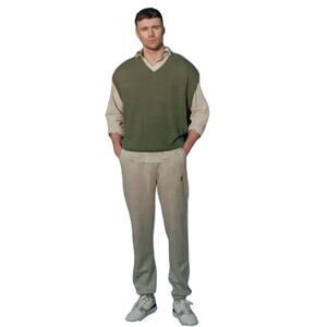 LES DEUX KNIT VEST SCANDINAVIAN STREETWEAR OVERSIZE FIT LINEN BLEND MEN SIZE M